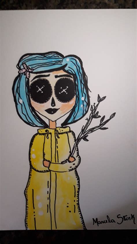 Coraline Em Aquarela Humanoid Sketch Art Fictional Characters