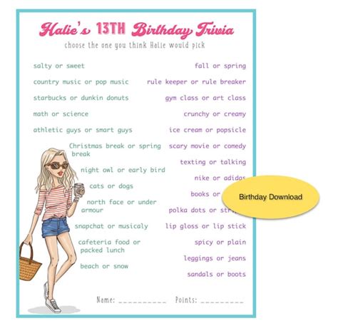 Who Knows The Birthday Girl Best Free Printable