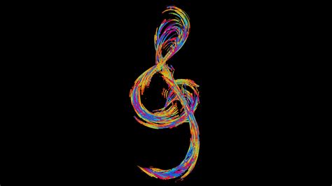 Colorful Black Background Musical Notes Digital Art Music Simple