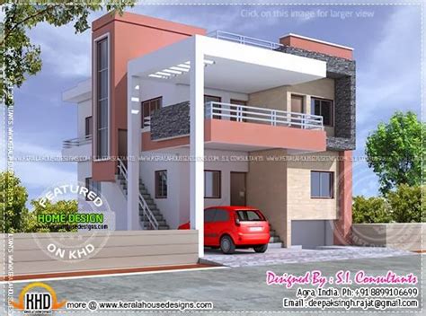 Floor Plan And Elevation Of Modern Indian House Design Home Kerala Plans