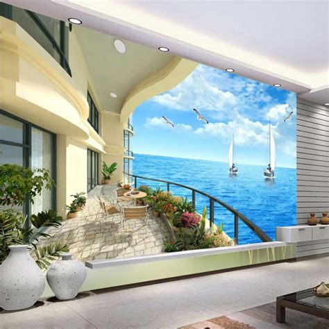 Beibehang Custom 3d Photo Wallpaper Silk Cloth Wall Paper Bedroom Ocean Sky Ocean Beach Papel De