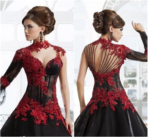 Https://tommynaija.com/wedding/red And Black Lace Wedding Dress