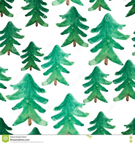 Watercolor Christmas Trees Seamless Pattern Winter Watercolor