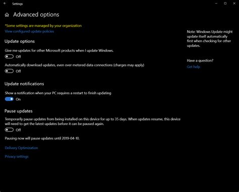 Topic Win10 1903 Pro Windows Update Advanced Options — Wuh Askwoody