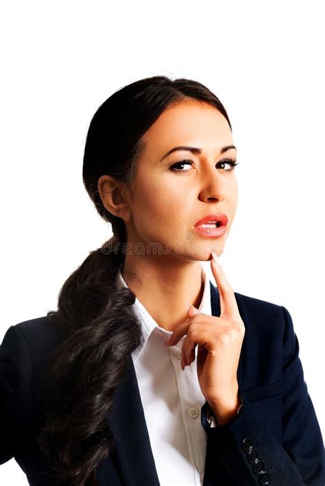 Thoughtful Businesswoman With Finger Under Chin Stock Image Image Of