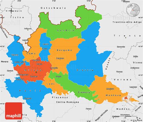 Political Simple Map Of Lombardia Single Color Outside Borders And Labels