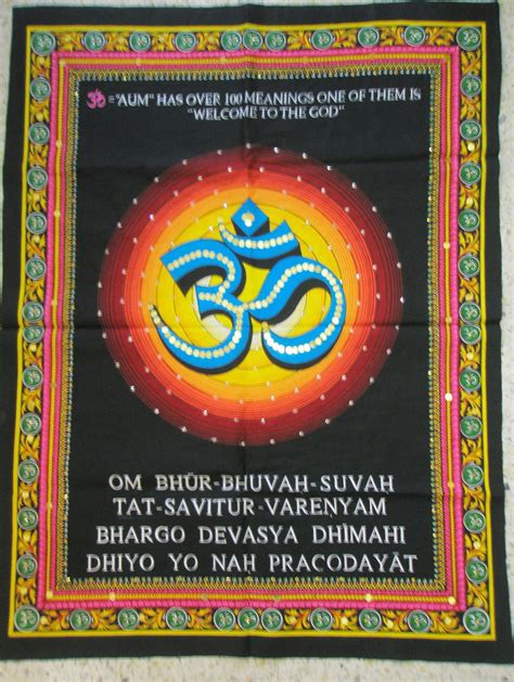 Hindu Symbol Om Aum Ohm Gayatri Mantra Sanskrit Tapestry Sequin Wall