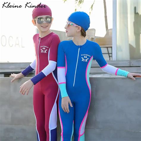 Kids Swimwear Upf50 Long Sleeves Childrens Swimsuit For Girls Boys One