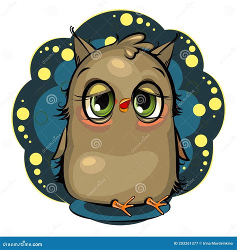 Sleepy Owl Funny Chick Wants To Sleep Cute And Funny Baby Bird Stock