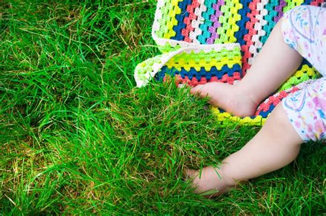 Baby Feet In Grass In Summer Stock Image Image Of Newborn Infant