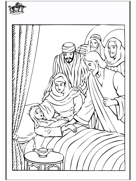 Christian coloring pages to print with motives from the holy bible. Jairus' daughter 4 - New Testament