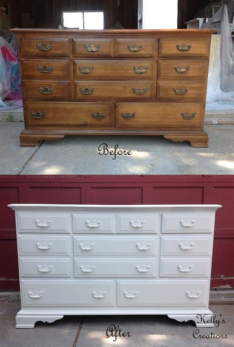 Dresser Painted A Simple White Before And After Pictures Refinished By