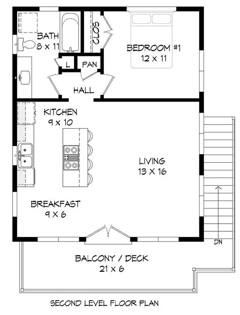 A half bath is located in back. Garage Plan 40823 - 2 Car Garage Apartment Modern Style