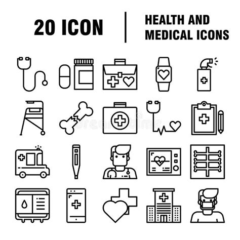 Medische Iconen Medische Ziekenhuisdoos Verzamelset Medische