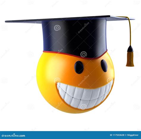 Smile Sphere Emoticon With Graduation Student Cap Stock Illustration