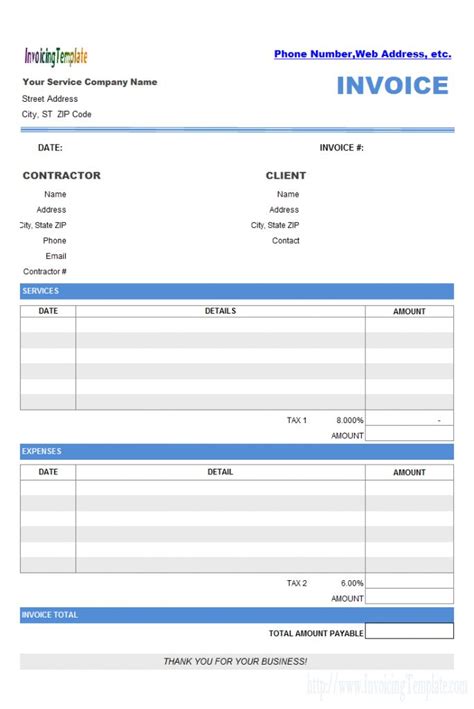 Contractor Invoicing Layout Invoice Templates Invoice Template Pertaining To Contractors