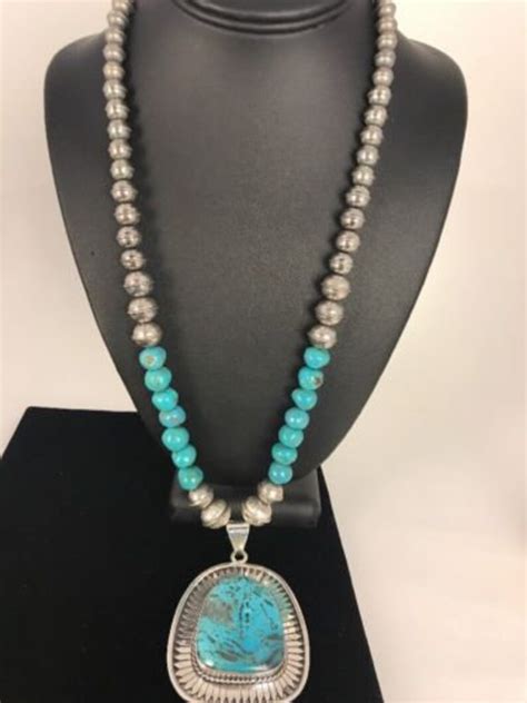 Navajo Pearls Kingman Turquoise Sterling Silver Squash Etsy