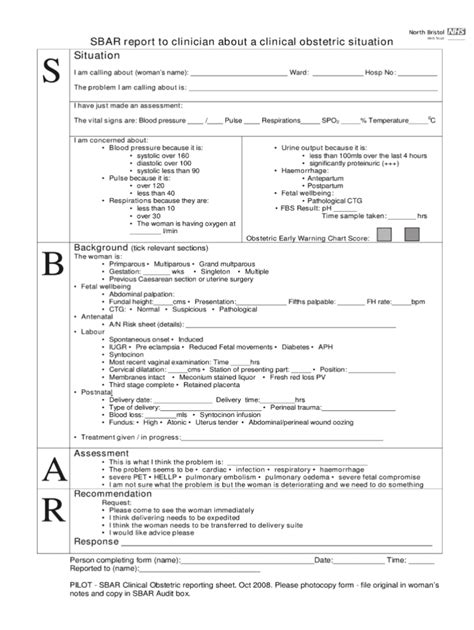 Sbar Template Pdf Fill Online Printable Fillable Blank Intended