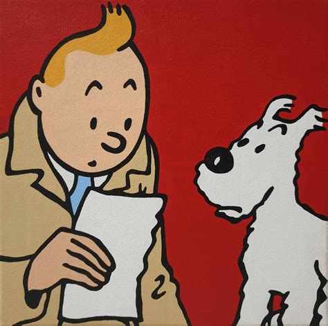 Tintin And Milou Snowy Painting Tintin Comic Painting 8x8 Etsy