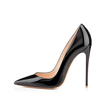 Genshuo Black Patent Leather Women S Pumps Sexy High Heels With