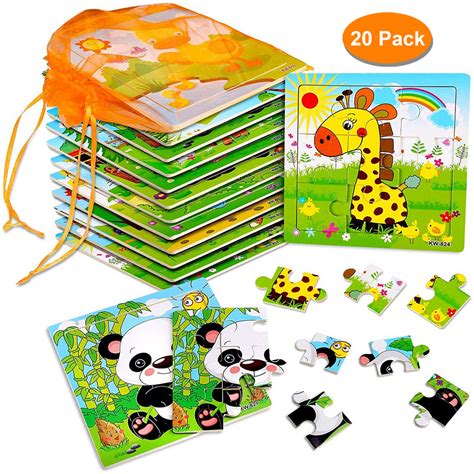 20 Pack Wooden Jigsaw Puzzles For Kids Ages 2 5 Toddler Puzzles 9