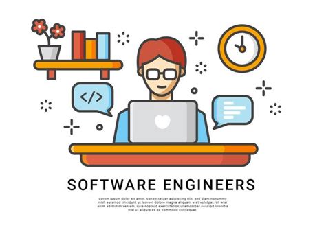 Software Engineers Work At Home Vector Software Engineer Software