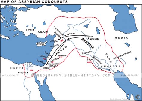 Assyrian Conquests Basic Map 72 DPI 1 Year License Bible Maps And
