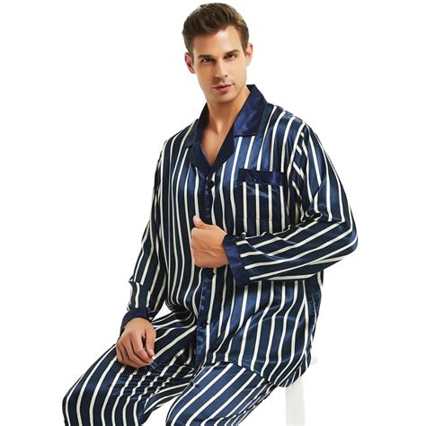 Mens Silk Satin Pajamas Set Pyjamas Set Pjs Sleepwear Loungewear S
