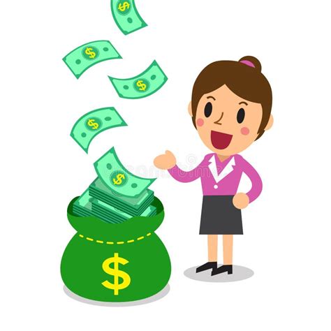 Cartoon Businesswoman Earning Money Stock Vector Illustration Of