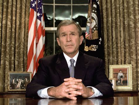 George W Bush Visits The Pentagon Following The 911 Attacks George W