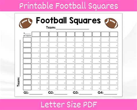 Football Squares Printable Football Betting Game Football Pool