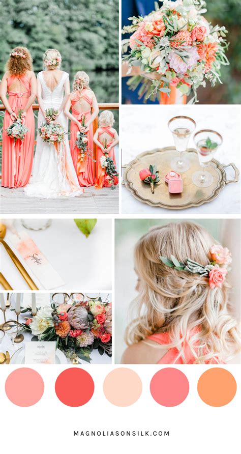 Top 5 Summer Wedding Color Palettes Magnolias On Silk Coral Wedding