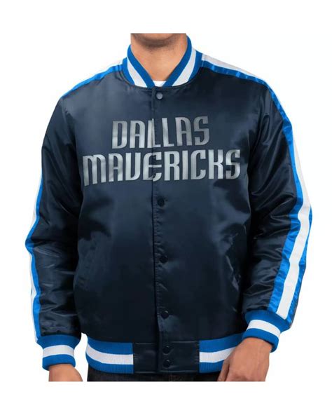 Nba Team Dallas Mavericks Navy Blue Satin Jacket Mlj