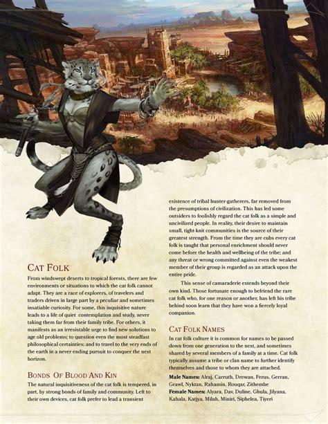 Catfolk Dnd Races Dungeons And Dragons Races Dandd Dungeons And Dragons