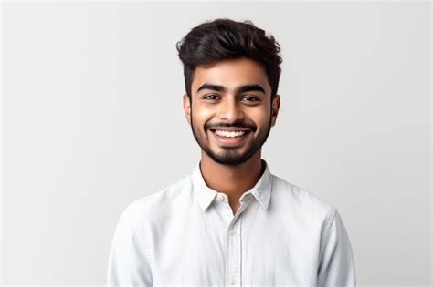 Premium Ai Image Young Indian Man Wearing Elegant Shirt Standing Over