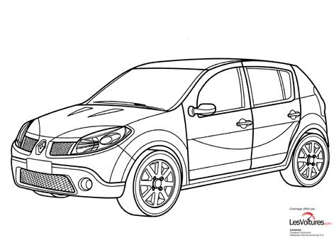 Sur ce dessin, vous avez des voitures à colorier. Renault-Sandero-coloriage-voiture | Les Voitures