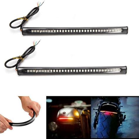 2 Flexible Motorcycle Led Strip 48led Tail Brake Stop Turn Signal Running Lights Ebay