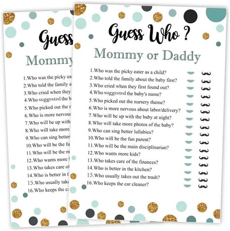 How To Play Mom Or Dad Baby Shower Game Free Printable