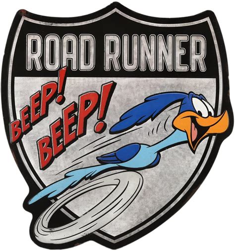 Looney Tunes Road Runner Highway Embossed Metal Sign Road Runner