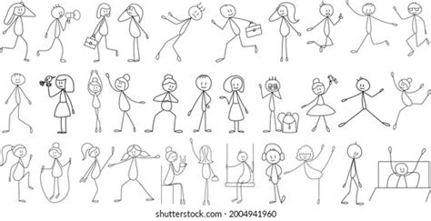 Stick Figure Man Set Isolated Vector Stock Vector Royalty Free