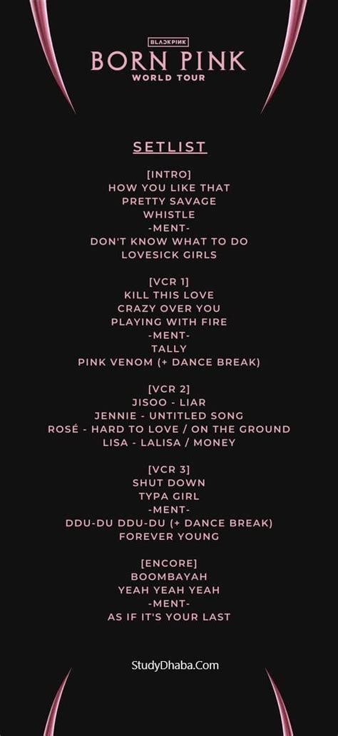 Blackpink Born Pink Setlist 2024 Check Tour Best Songs List