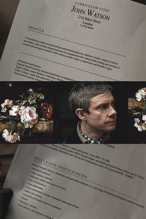 He is sherlocks best friend and collogue and flat mate. curriculum vitae, j.w. md | by dramatisecho @ Tumblr.com ...