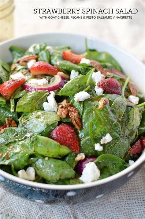 Strawberry Spinach Salad With Pesto Balsamic Vinaigrette