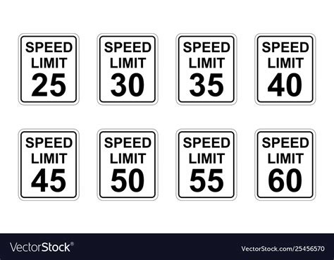 Speed Limit Road Signs Royalty Free Vector Image