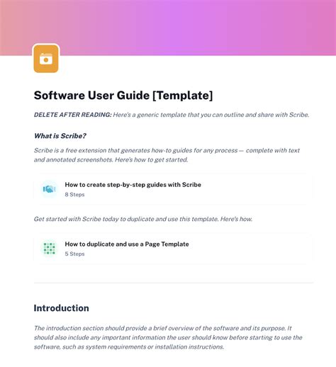 Software User Guide Template Scribe