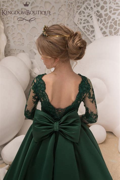 Emerald Green Flower Girl Dress Wedding Holiday Party