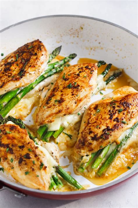 Place spinach in a large glass bowl, and heat in the microwave for 3 minutes, stirring every minute or so, or until wilted. Asparagus Stuffed Chicken Breast (Delicious One-Pan Dinner)