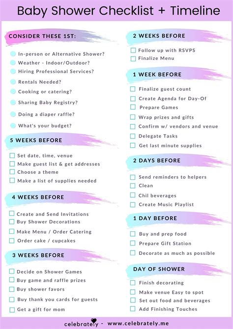The Only Baby Shower Checklist And Timeline Youll Need Celebrately