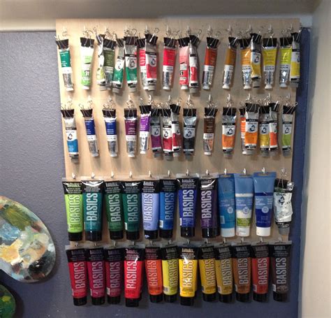 Easy solution to store and display oil and acrylic paints. Used 1/4