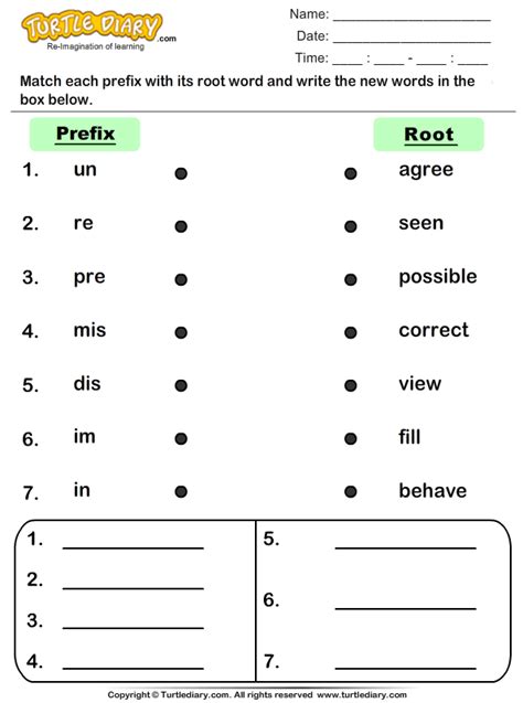 Printable vowels worksheet on short u. Root Word and Prefix Match Worksheet - Turtle Diary